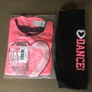 Justice DANCE Strappy Back Ringer Tee & Leggings 8